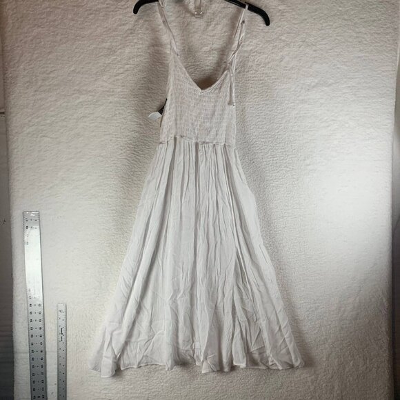 NWT Miken Swimwear Women's Small White Sleeveless Midi Dress Smocked‎ Cover-up - Picture 1 of 10
